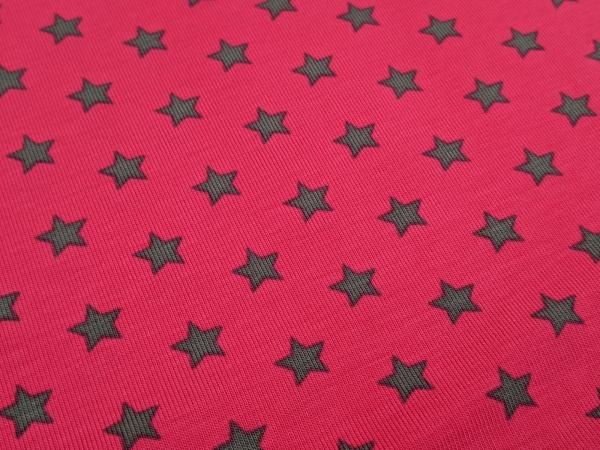 Reststück Baumwolljersey Sterne Pink/Grau 80 x 150 cm